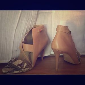 Snakeskin side zip heels